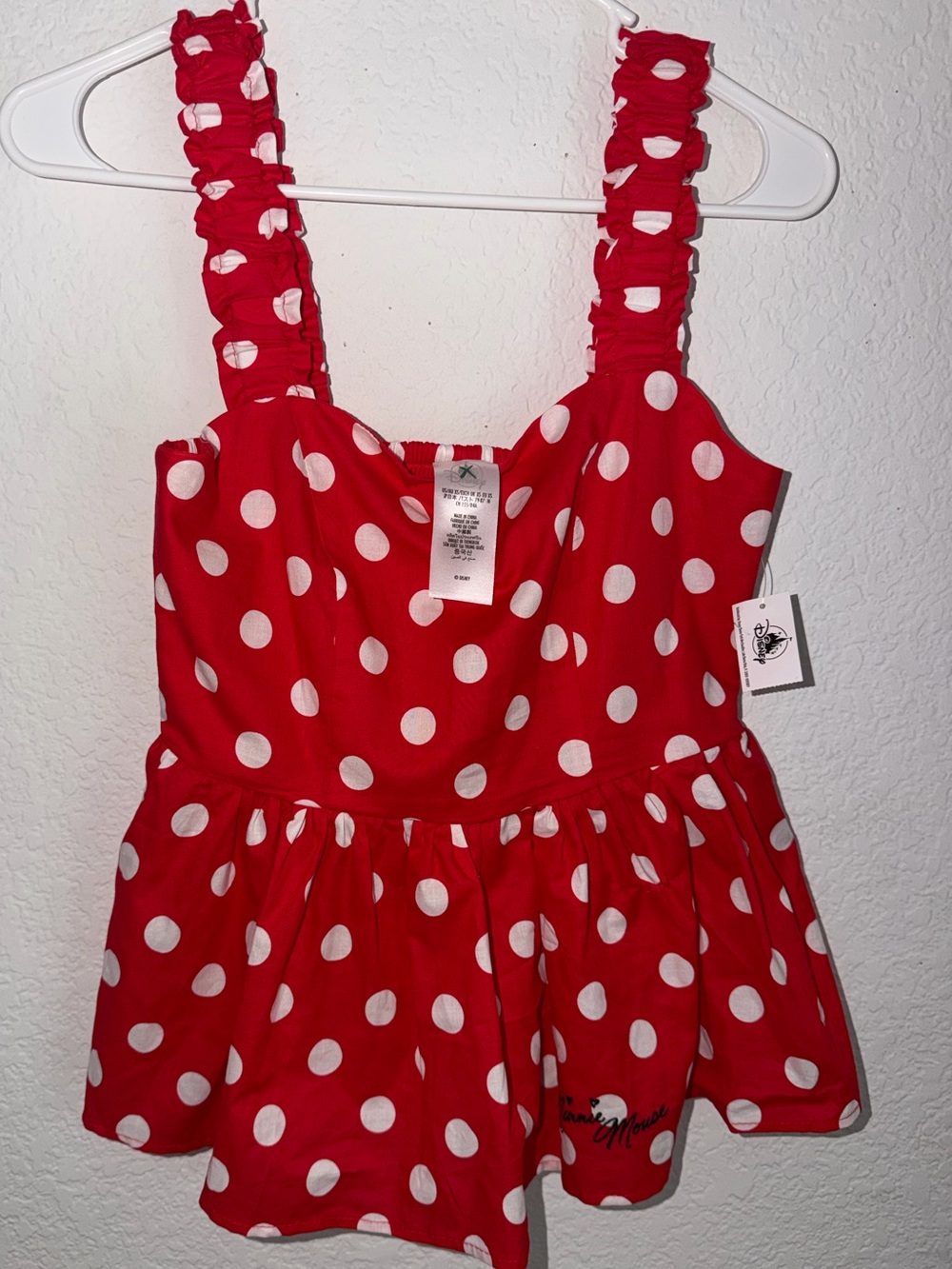 Disney Red Polka Dot Peplum Tank Top